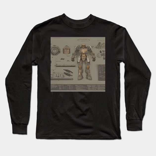 Mech Tech Series #6 - AI Generated Concept Character - Long Sleeve T-Shirt by AfroMatic